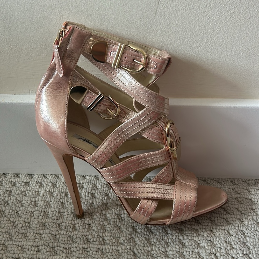 Brain Atwood rose gold heels with buckles